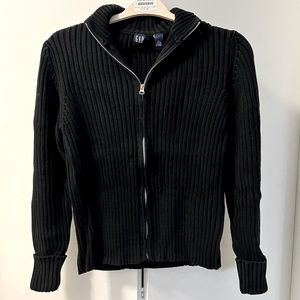 Gap Zip Up Black Ribbed Sweatshirt. Sz Large